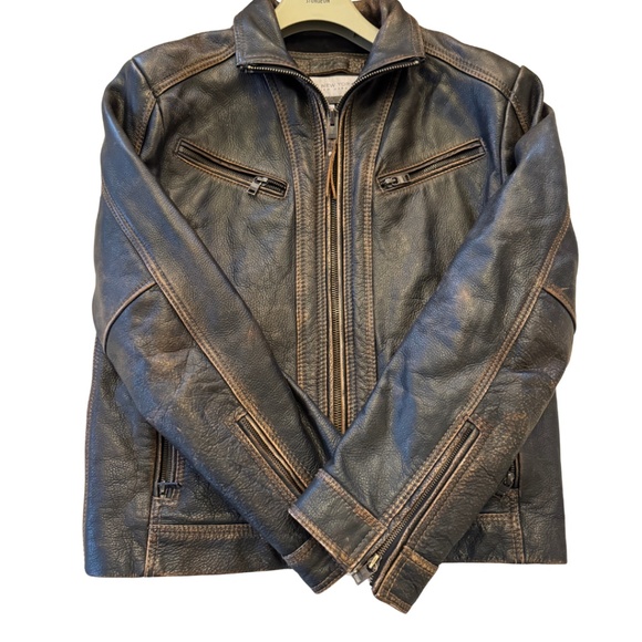 Andrew Marc Leather Bomber-Style Moto Jacket – Men’s Small - Picture 13 of 16